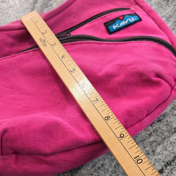 Kavu Hot Pink Canvas Shoulder Crossbody Bag Adjustable Strap Front Zip Pockets - Picture 12 of 16